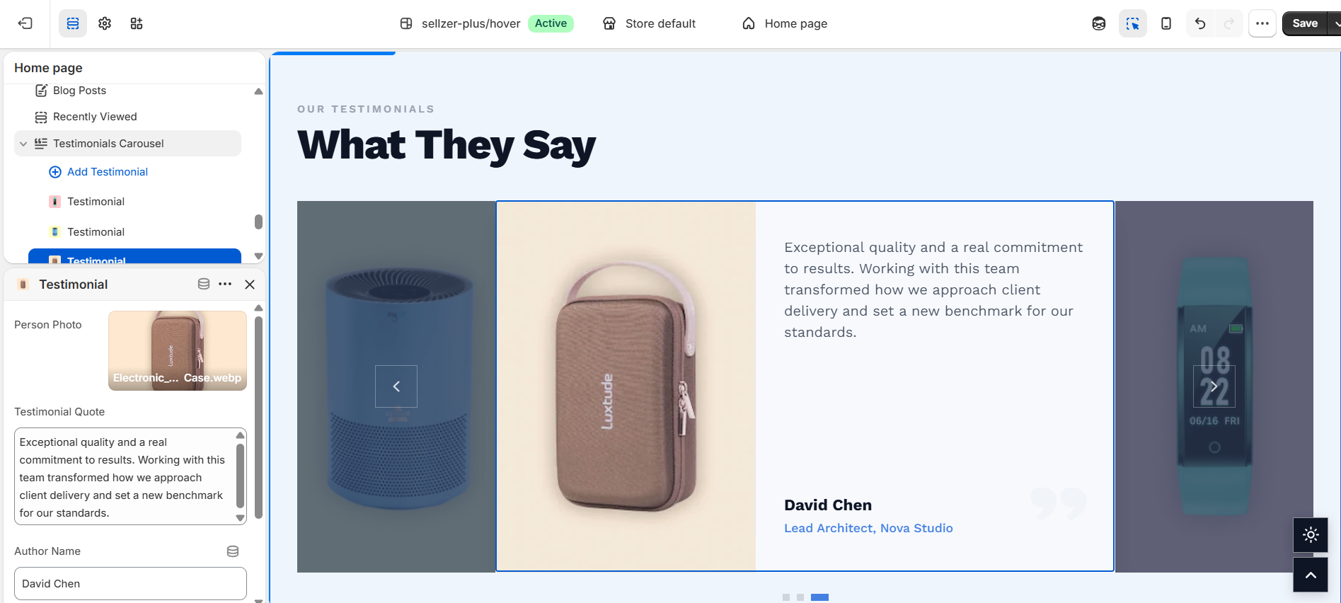 Testimonials Slider (4-Column Layout)
